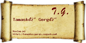 Tamaskó Gergő névjegykártya