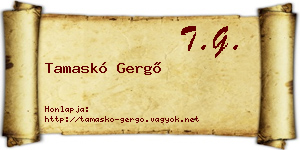 Tamaskó Gergő névjegykártya